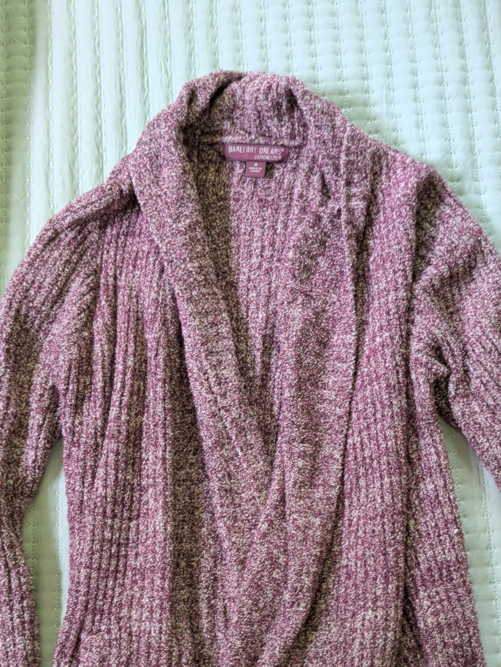 Barefoot Dreams Marled Mauve Open-Front Cardigan